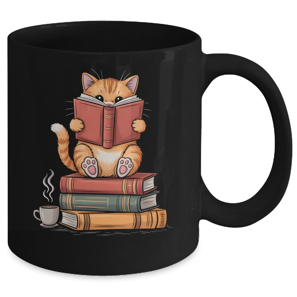 Reading Book Cat Bookish Librarian Reader Book Lover Mug | siriusteestore