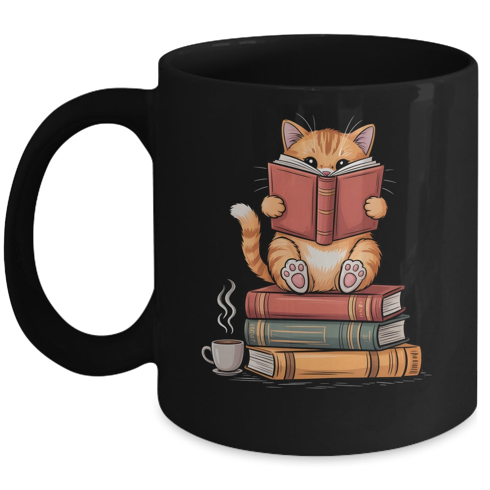 Reading Book Cat Bookish Librarian Reader Book Lover Mug | siriusteestore