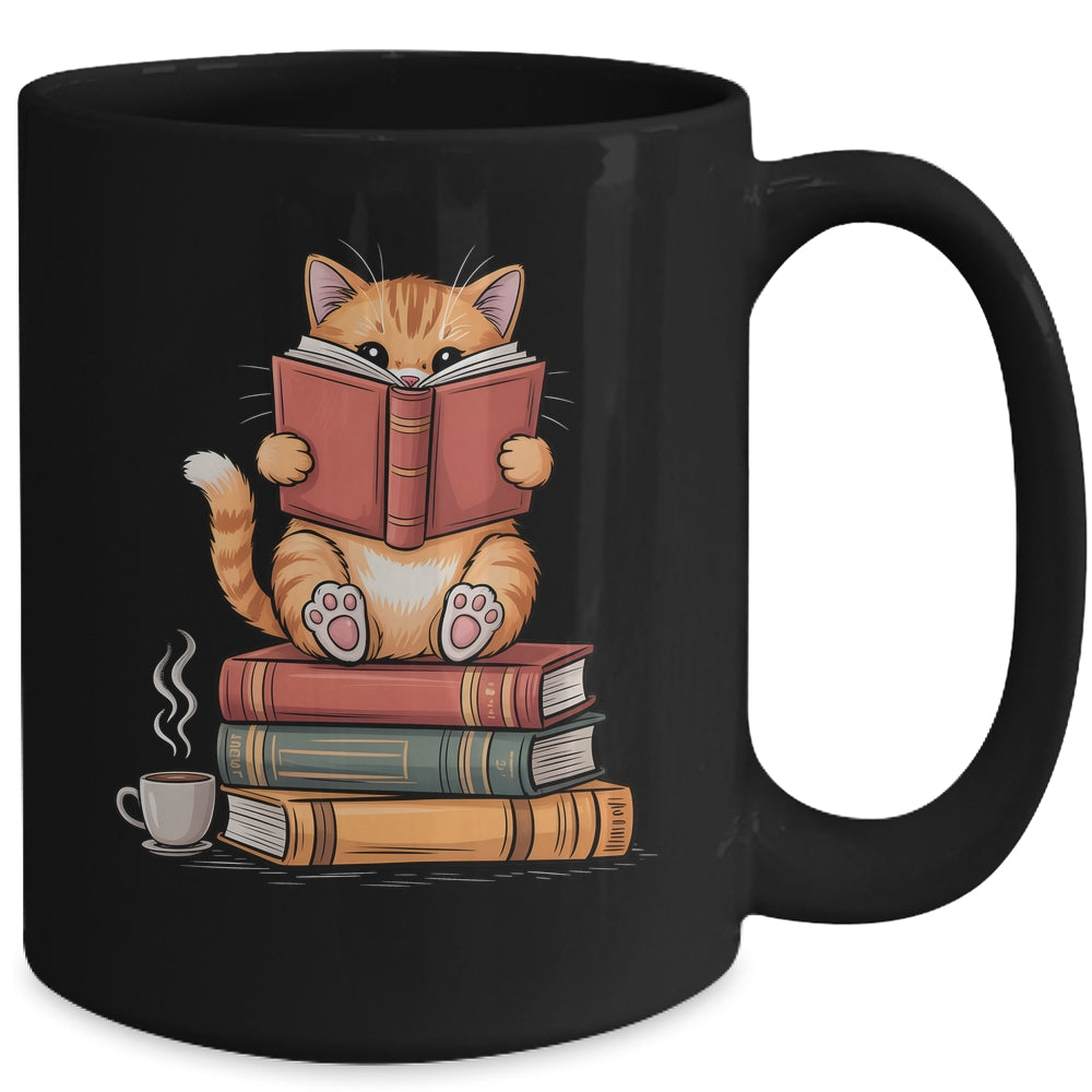 Reading Book Cat Bookish Librarian Reader Book Lover Mug | siriusteestore