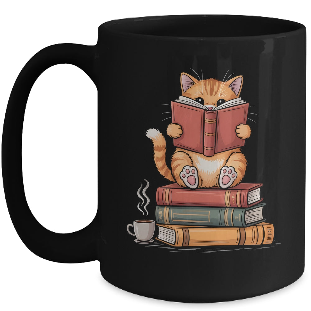 Reading Book Cat Bookish Librarian Reader Book Lover Mug | siriusteestore