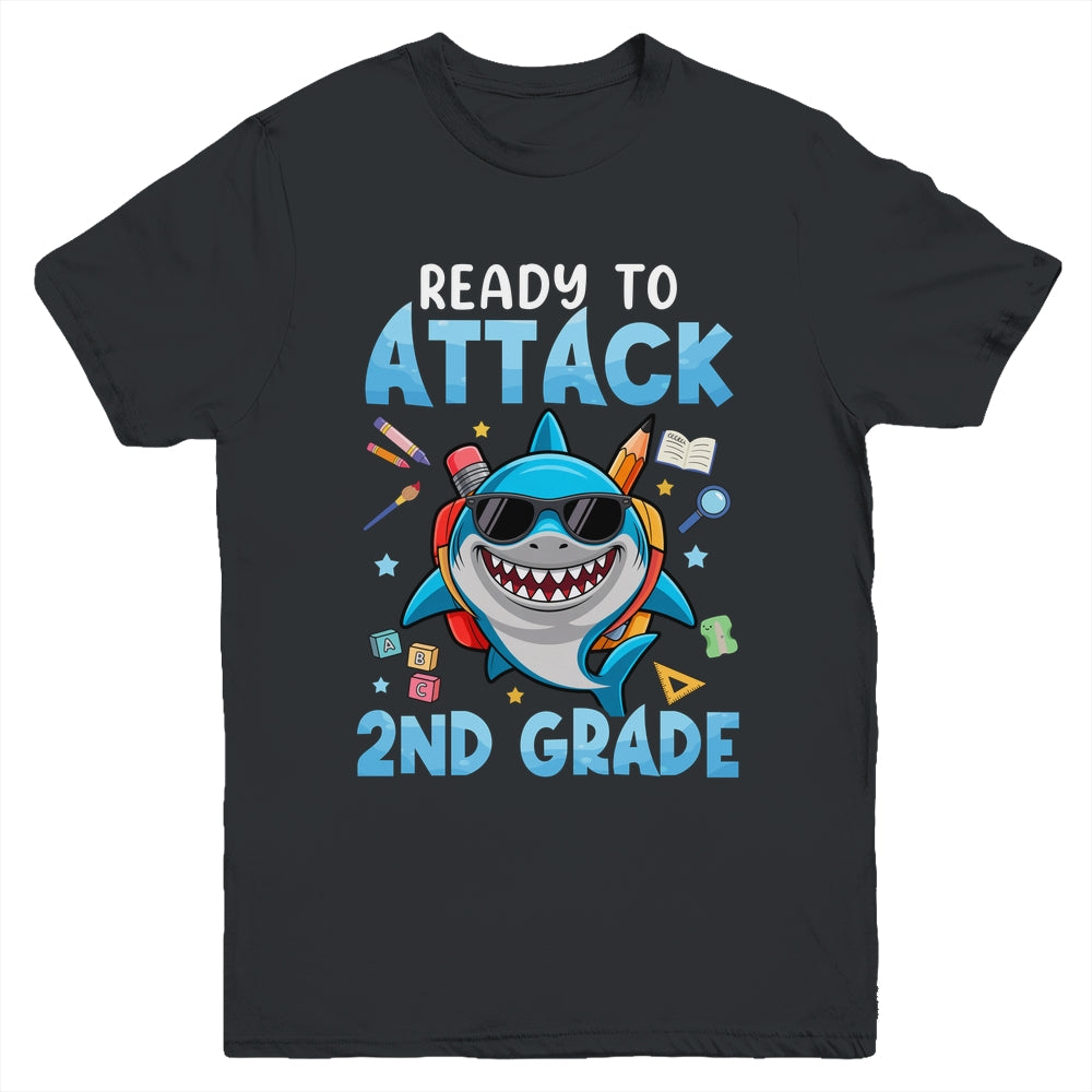 Ready To Attack 2nd Grade Shark First Day Of School Boys Youth Shirt | siriusteestore
