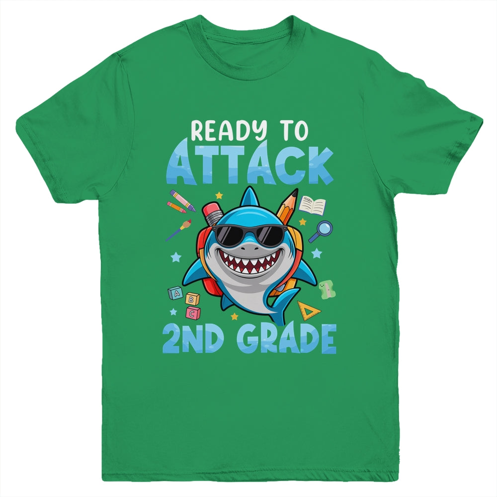 Ready To Attack 2nd Grade Shark First Day Of School Boys Youth Shirt | siriusteestore