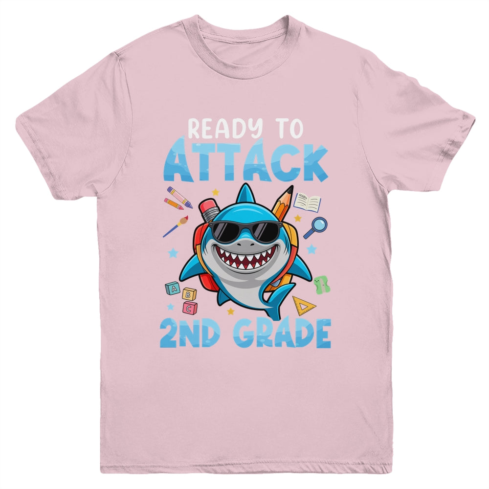 Ready To Attack 2nd Grade Shark First Day Of School Boys Youth Shirt | siriusteestore