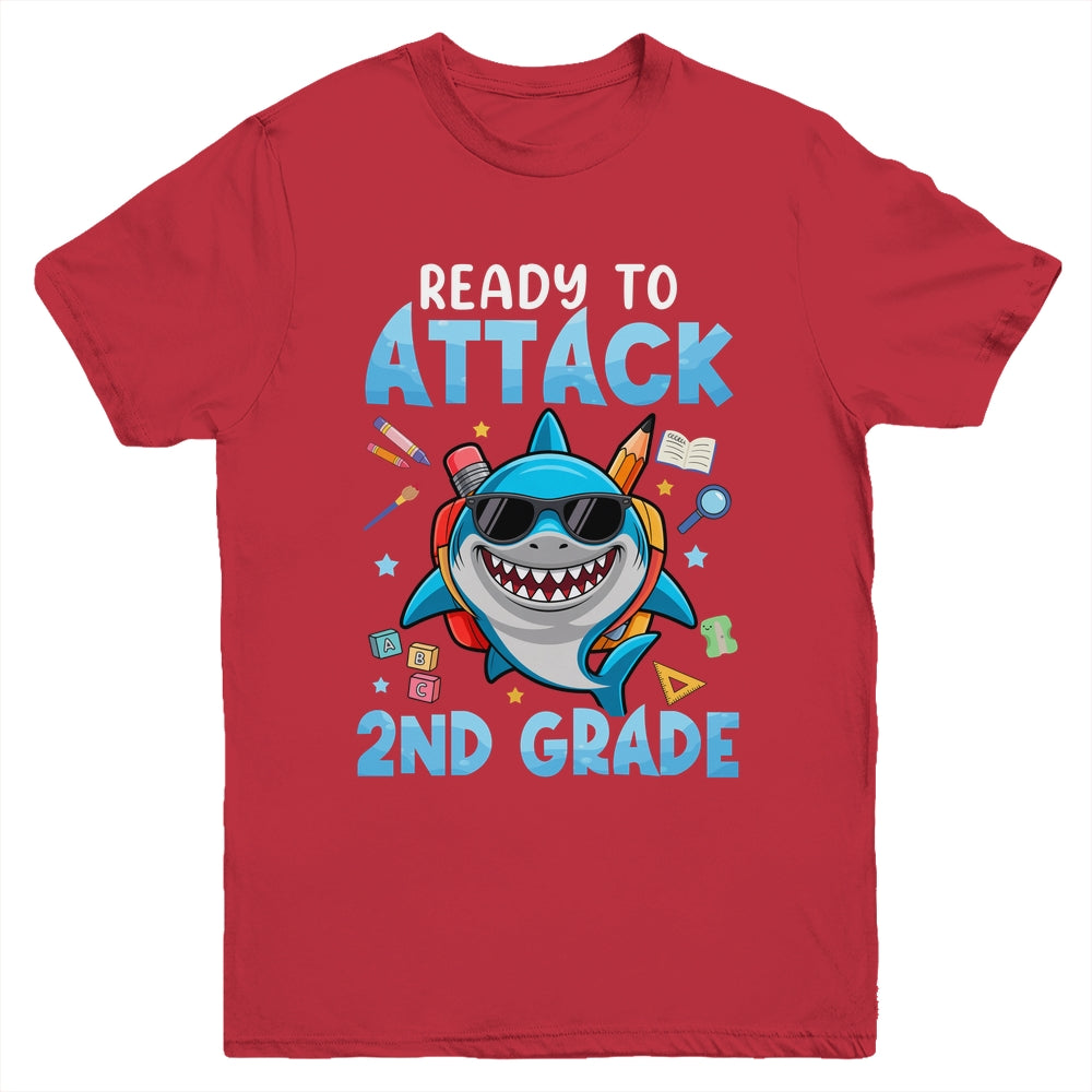 Ready To Attack 2nd Grade Shark First Day Of School Boys Youth Shirt | siriusteestore