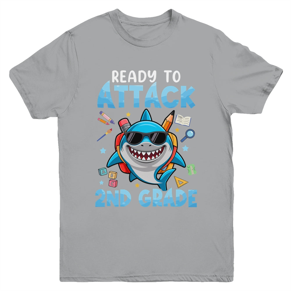Ready To Attack 2nd Grade Shark First Day Of School Boys Youth Shirt | siriusteestore