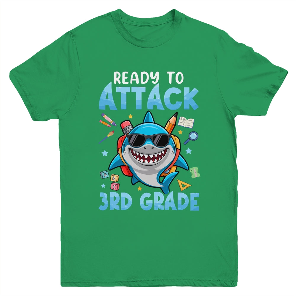 Ready To Attack 3rd Grade Shark First Day Of School Boys Youth Shirt | siriusteestore