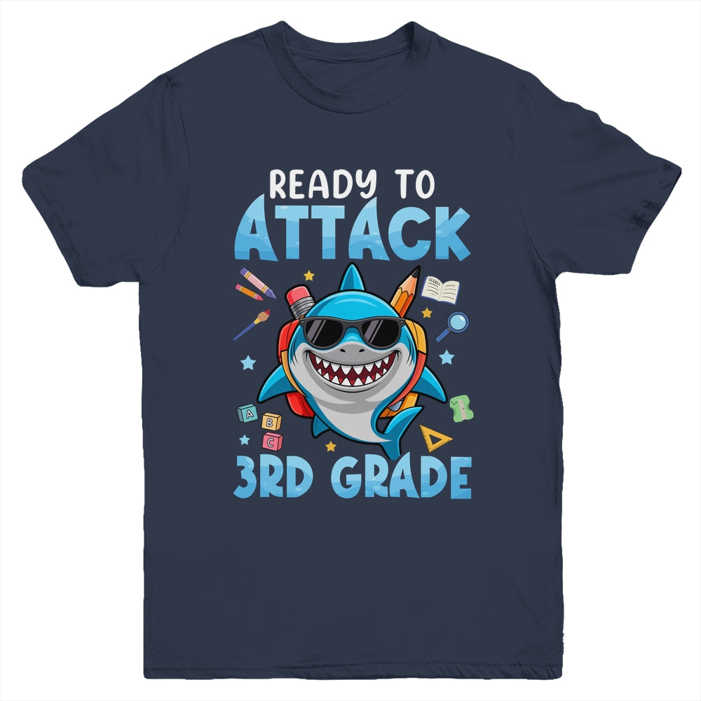 Ready To Attack 3rd Grade Shark First Day Of School Boys Youth Shirt | siriusteestore
