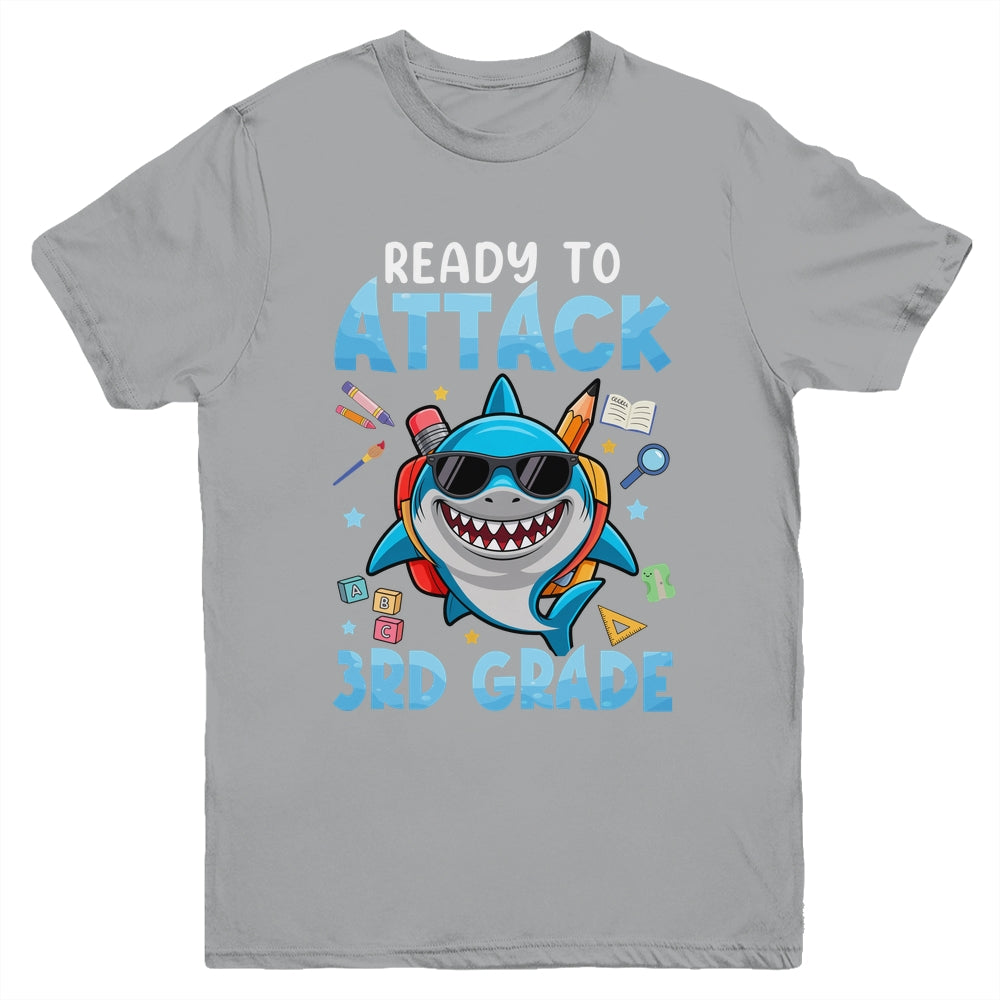 Ready To Attack 3rd Grade Shark First Day Of School Boys Youth Shirt | siriusteestore