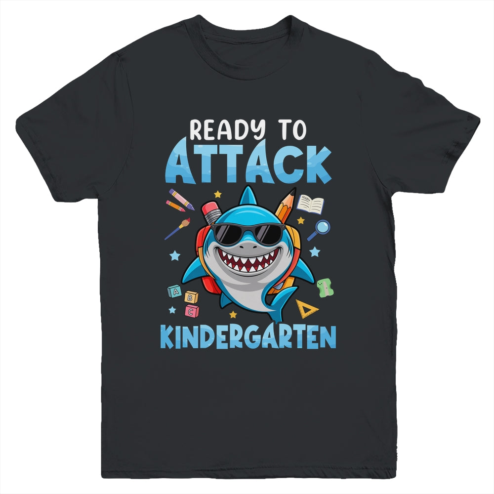 Ready To Attack Kindergarten Shark First Day Of School Boys Youth Shirt | siriusteestore
