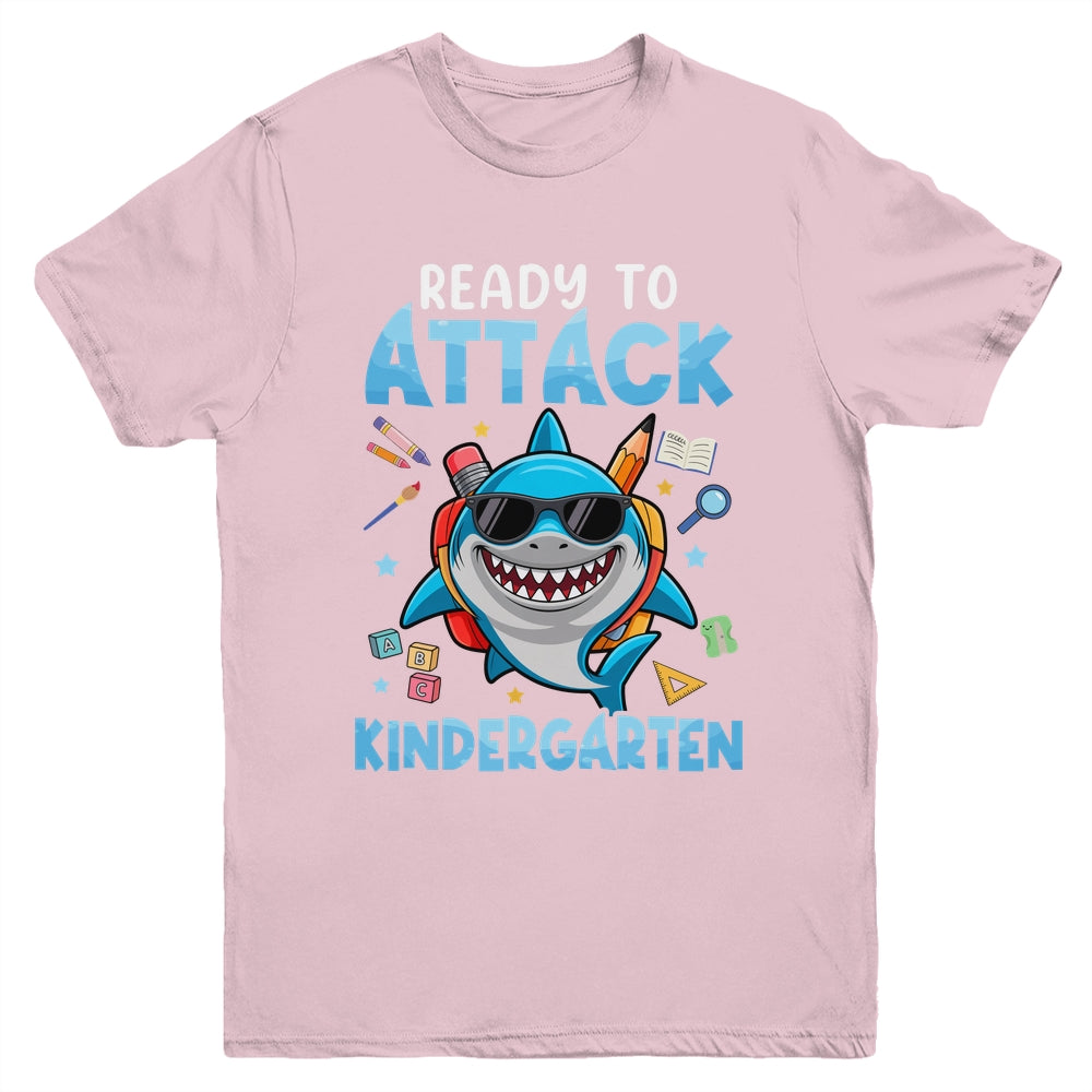 Ready To Attack Kindergarten Shark First Day Of School Boys Youth Shirt | siriusteestore