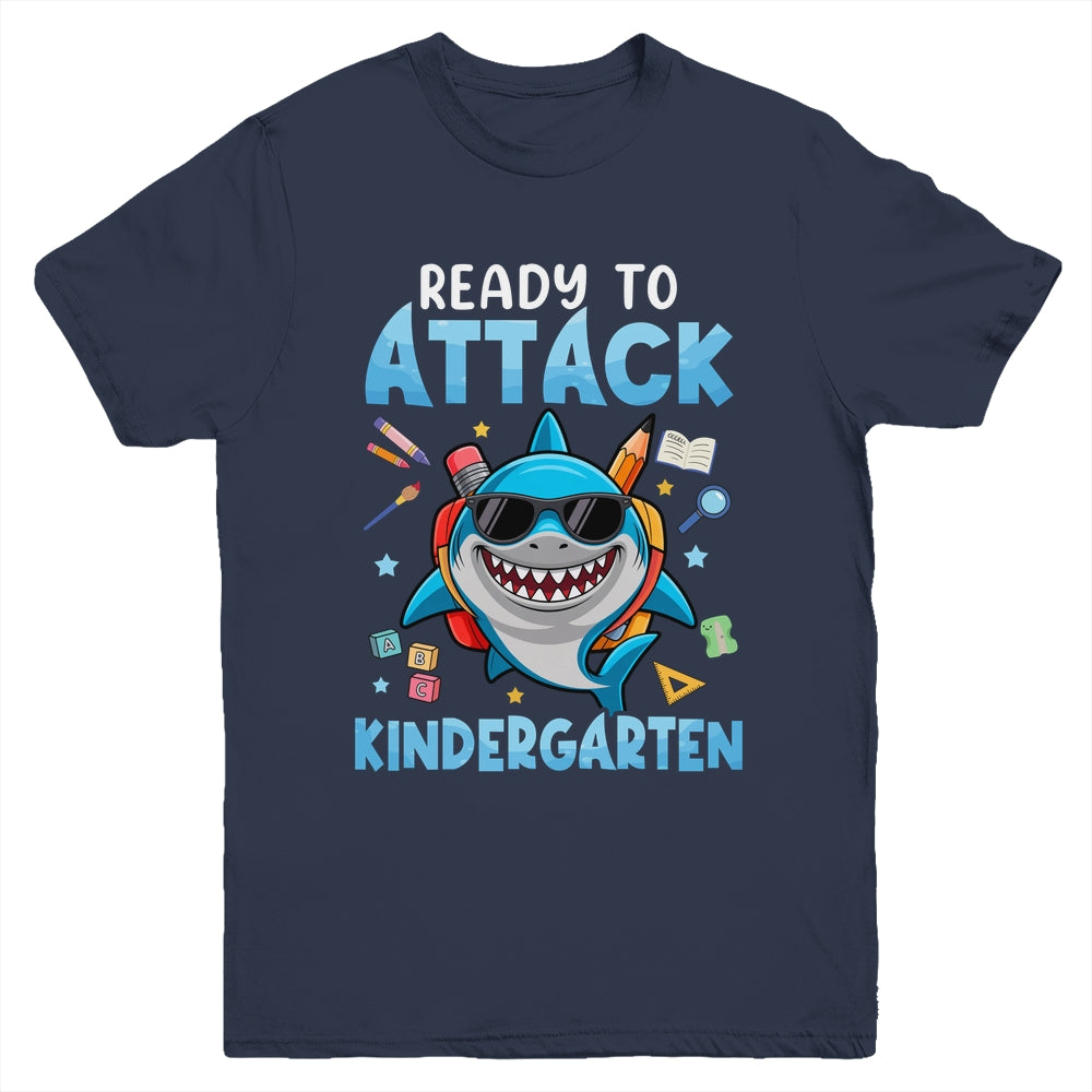 Ready To Attack Kindergarten Shark First Day Of School Boys Youth Shirt | siriusteestore