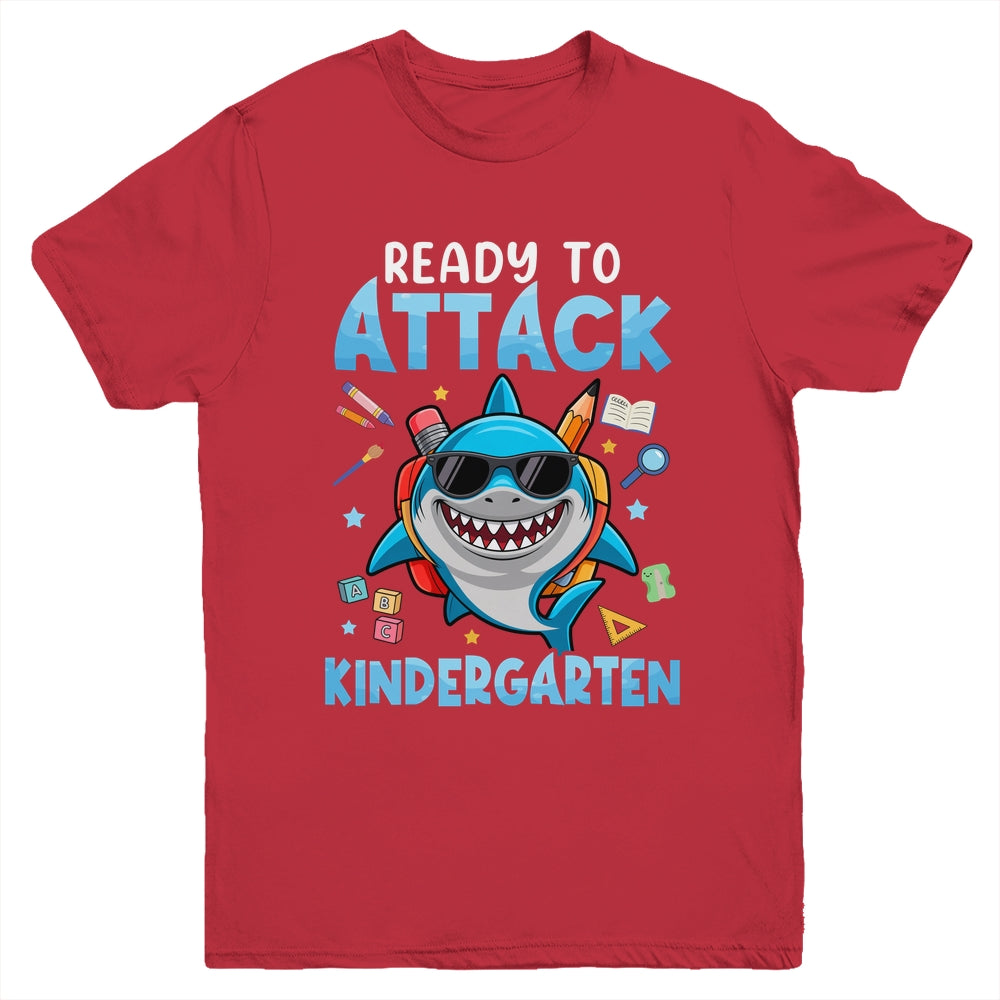 Ready To Attack Kindergarten Shark First Day Of School Boys Youth Shirt | siriusteestore