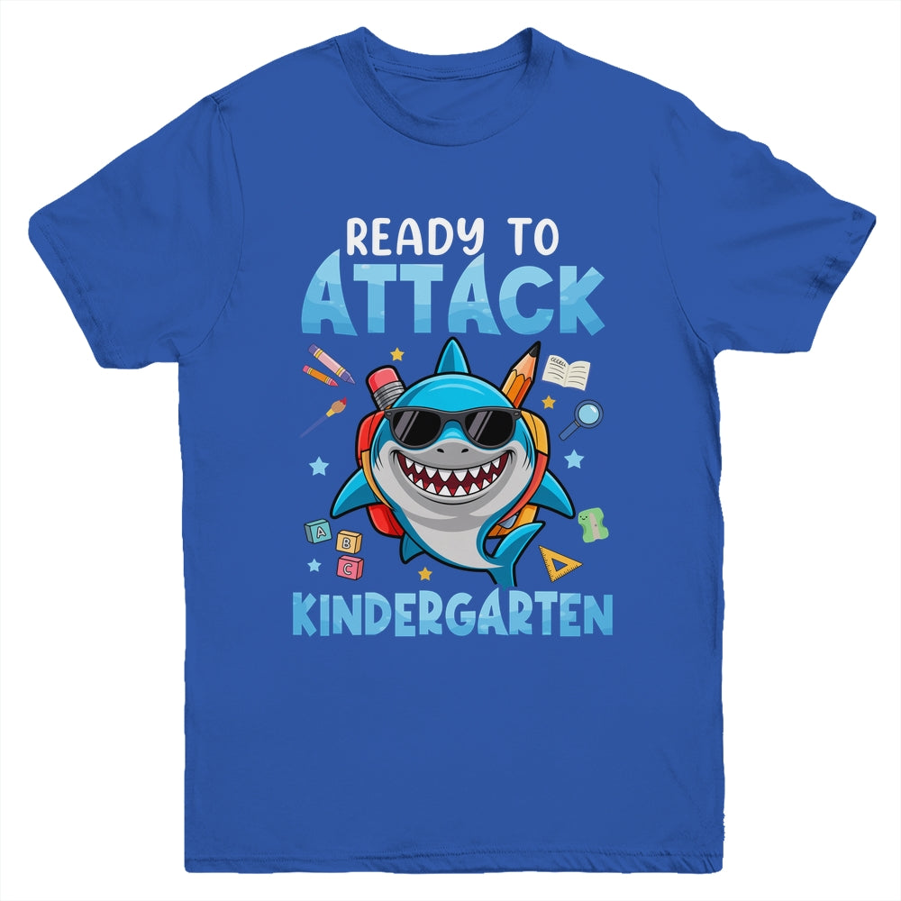 Ready To Attack Kindergarten Shark First Day Of School Boys Youth Shirt | siriusteestore