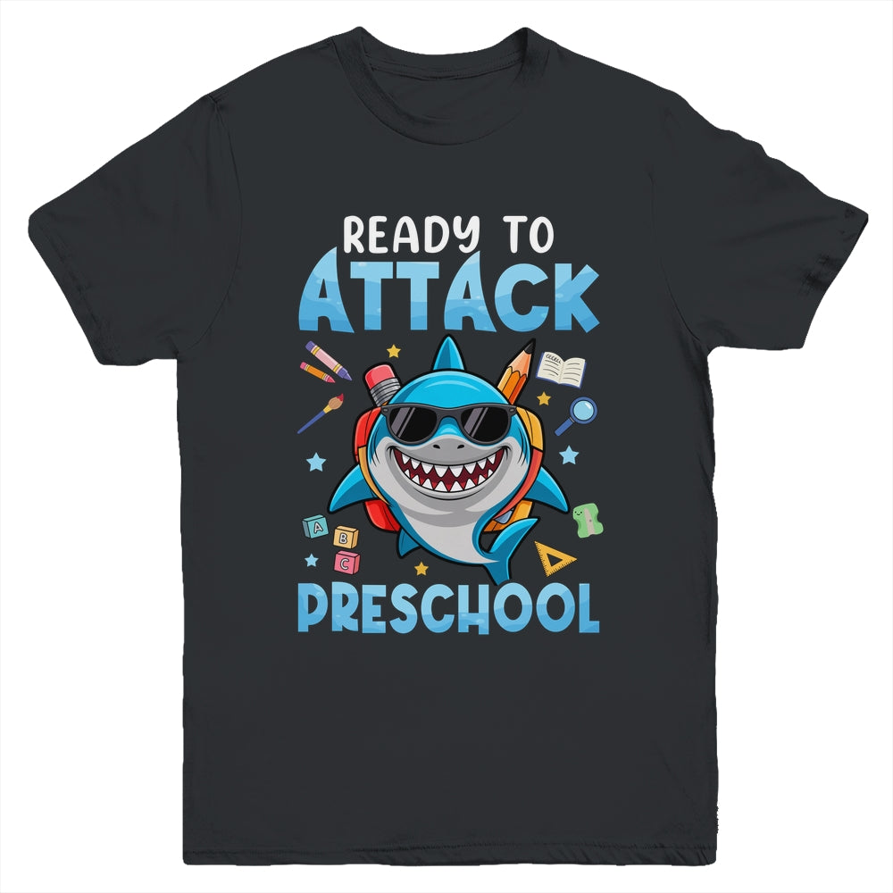 Ready To Attack Preschool Shark First Day Of School Boys Youth Shirt | siriusteestore