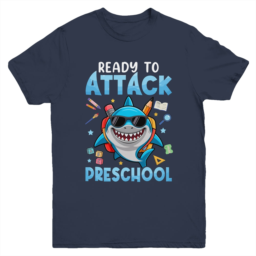 Ready To Attack Preschool Shark First Day Of School Boys Youth Shirt | siriusteestore