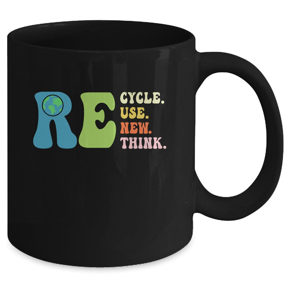 Recycle Reuse Renew Rethink Earth Day Groovy Mug | siriusteestore