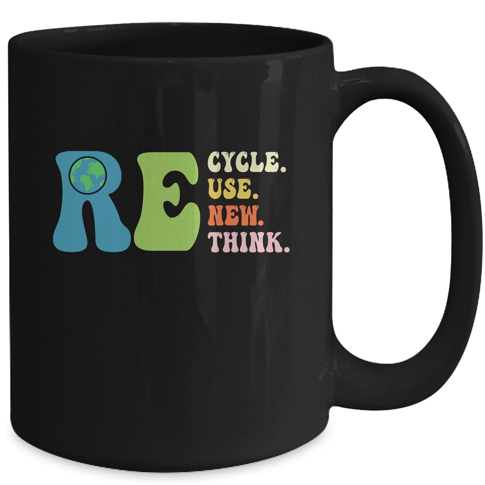 Recycle Reuse Renew Rethink Earth Day Groovy Mug | siriusteestore