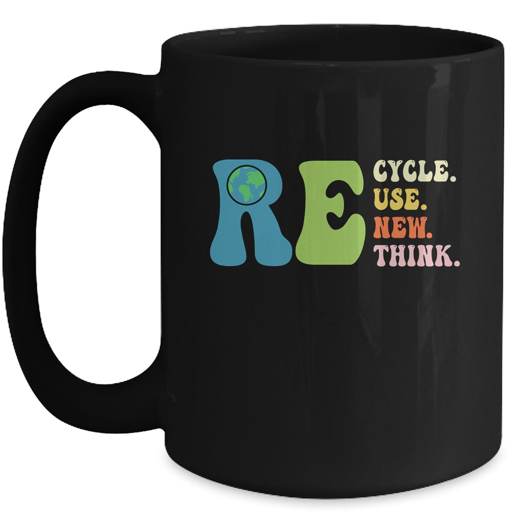 Recycle Reuse Renew Rethink Earth Day Groovy Mug | siriusteestore