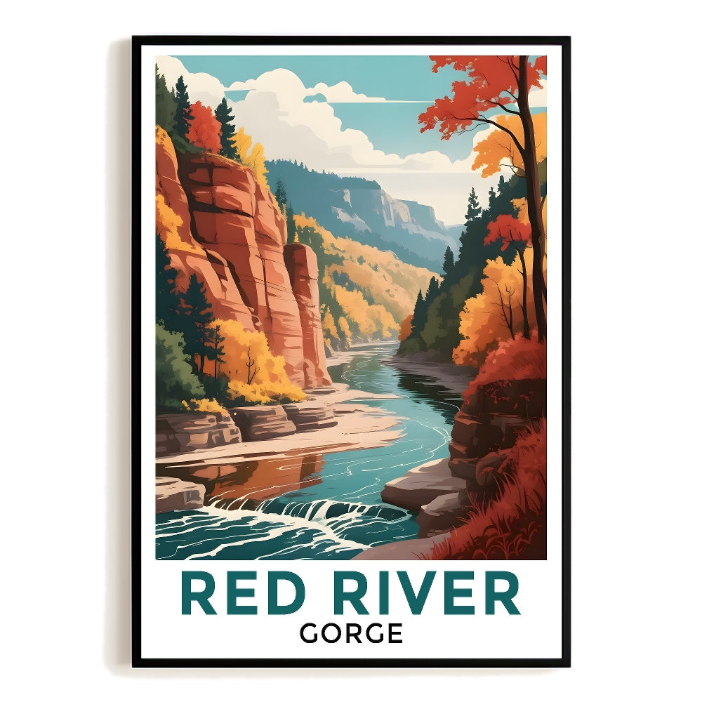 Red River Gorge Travel Poster Vintage Autumn Scenery Souvenir Wall Art Landscape Print Painting Picture For Home Room Living Room Office Bedroom Decor Unframed | siriusteestore