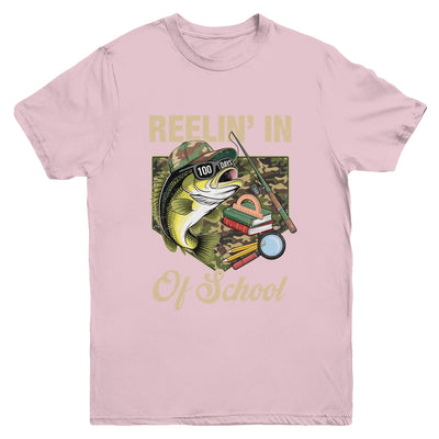 Reelin' In 100 Days Of School Bass Fishing Funny Teacher Boy Youth Shirt | siriusteestore