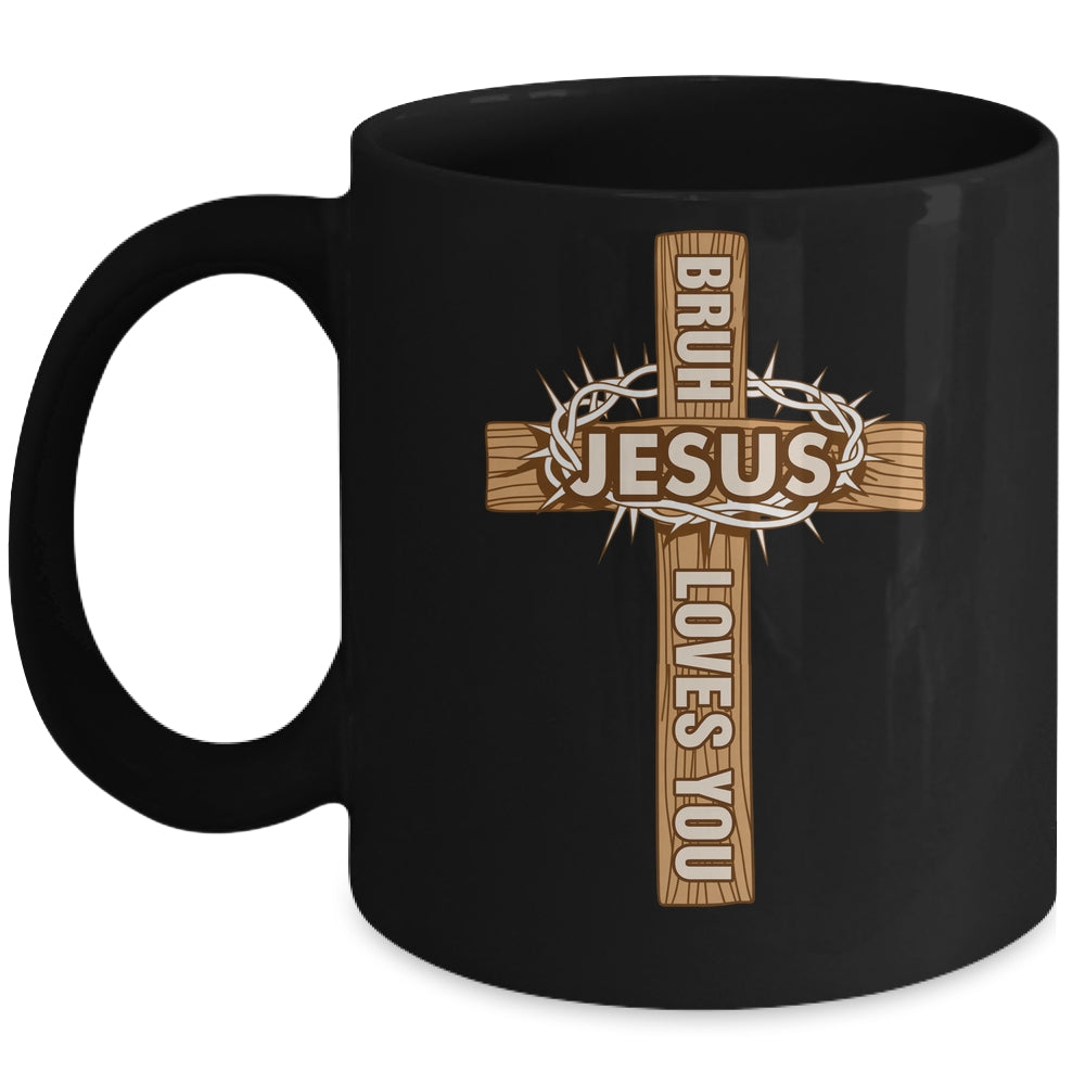 Religious Christian Boys Teens Kids Bruh Jesus Loves You Mug | siriusteestore