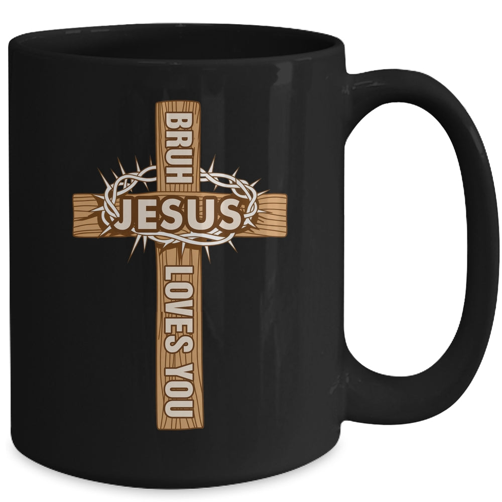 Religious Christian Boys Teens Kids Bruh Jesus Loves You Mug | siriusteestore