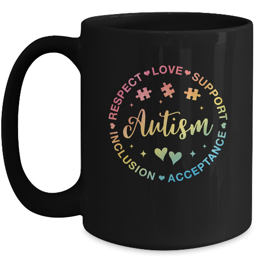 Respect Love Support Autism Awareness Month Women Men Kids Mug | siriusteestore