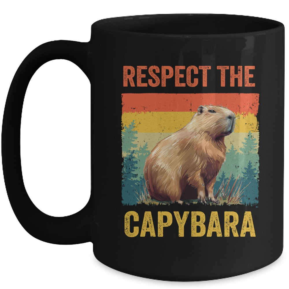 Respect The Capybara Art For Men Women Kids Rodent Animal Mug | siriusteestore