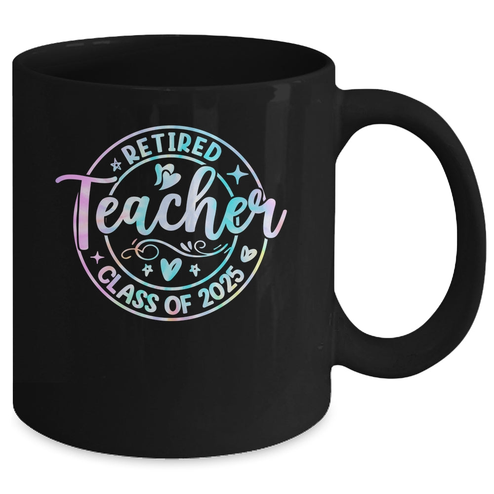 Retired Teacher Class Of 2025 Tie Dye Retirement School Mug | siriusteestore