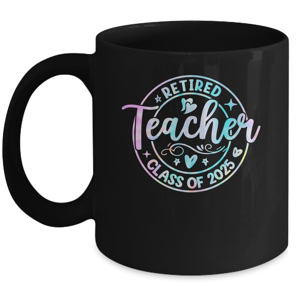 Retired Teacher Class Of 2025 Tie Dye Retirement School Mug | siriusteestore