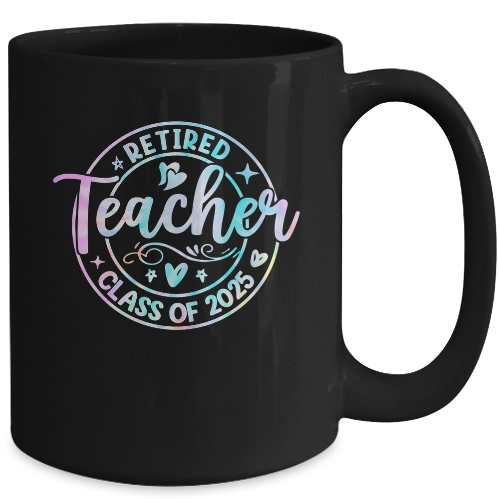 Retired Teacher Class Of 2025 Tie Dye Retirement School Mug | siriusteestore