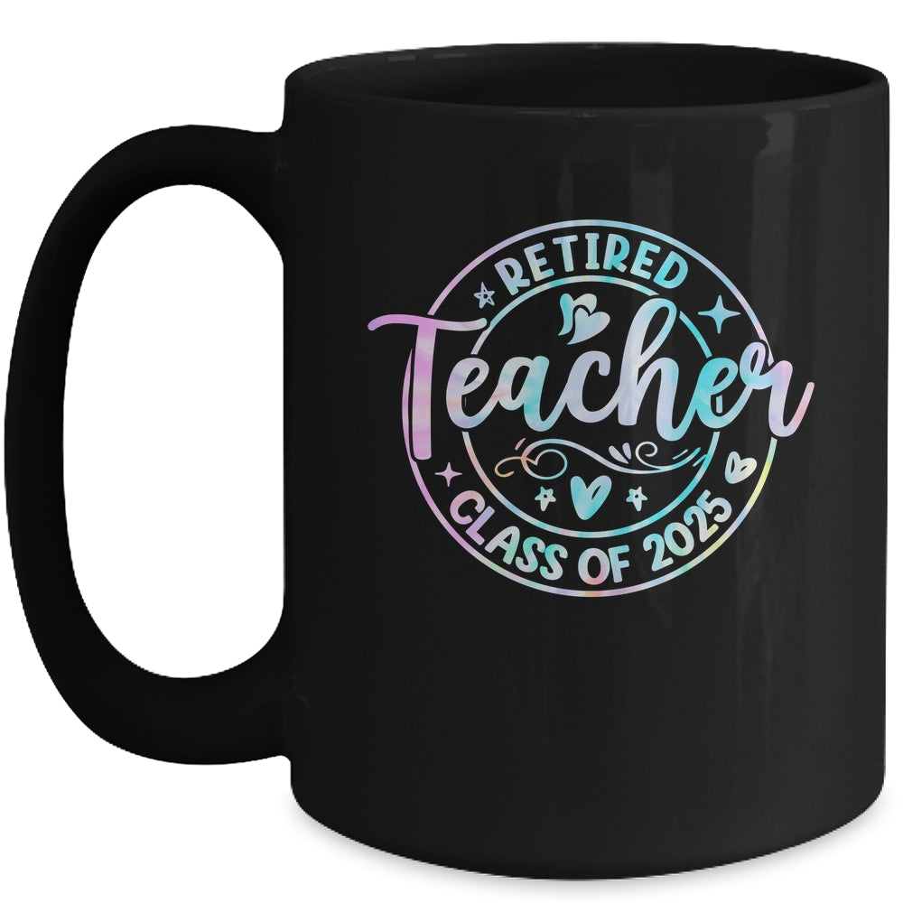 Retired Teacher Class Of 2025 Tie Dye Retirement School Mug | siriusteestore