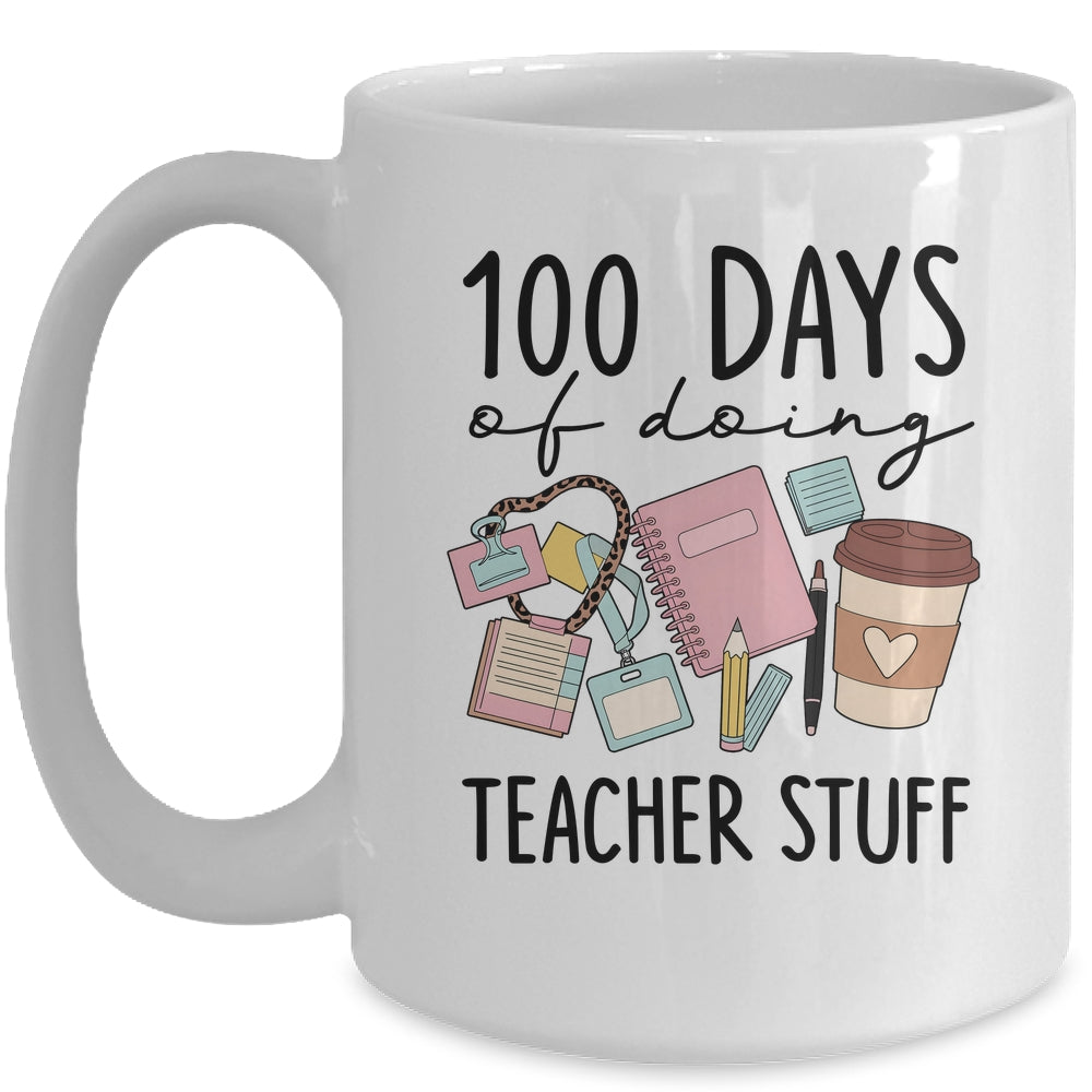 Retro 100 Days Doing Teacher Stuff Funny Teacher Life Mug | siriusteestore