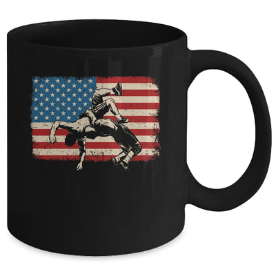 Retro American Wrestling US Flag Wrestling Wrestler Boy Mens Mug | siriusteestore