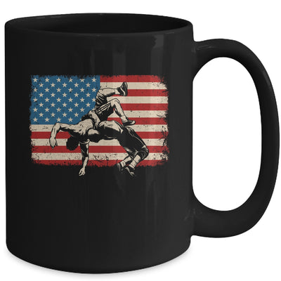 Retro American Wrestling US Flag Wrestling Wrestler Boy Mens Mug | siriusteestore