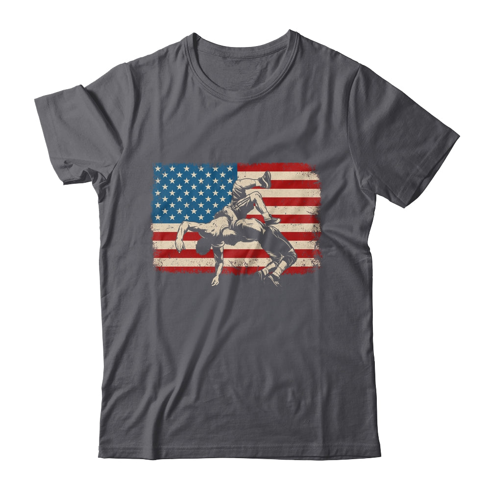 Retro American Wrestling US Flag Wrestling Wrestler Boy Mens Shirt & Hoodie | siriusteestore
