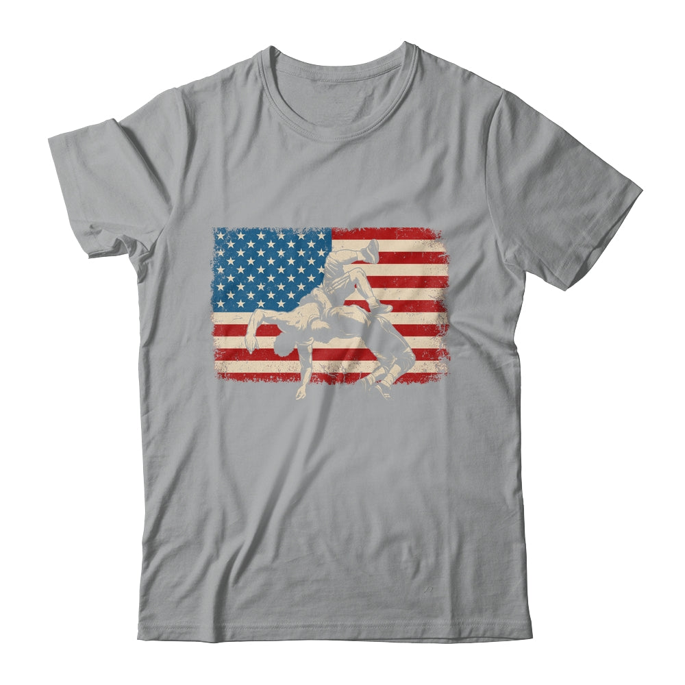 Retro American Wrestling US Flag Wrestling Wrestler Boy Mens Shirt & Hoodie | siriusteestore
