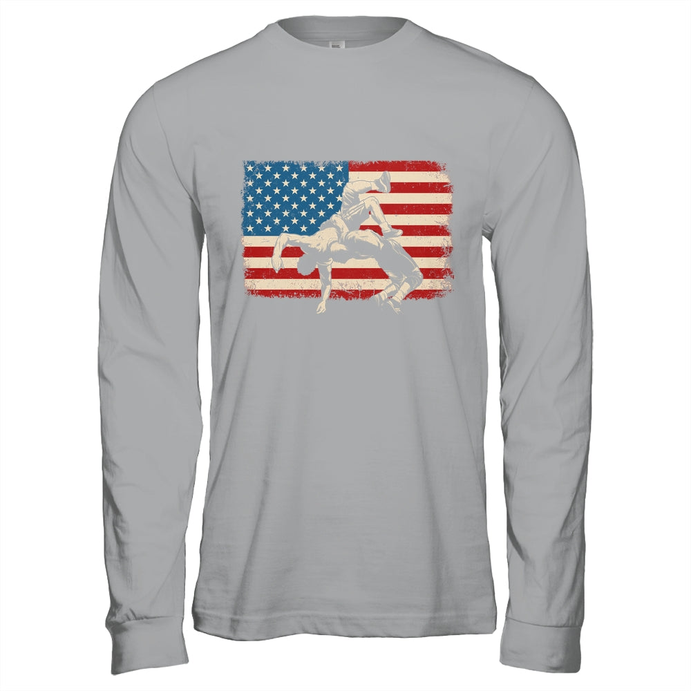 Retro American Wrestling US Flag Wrestling Wrestler Boy Mens Shirt & Hoodie | siriusteestore