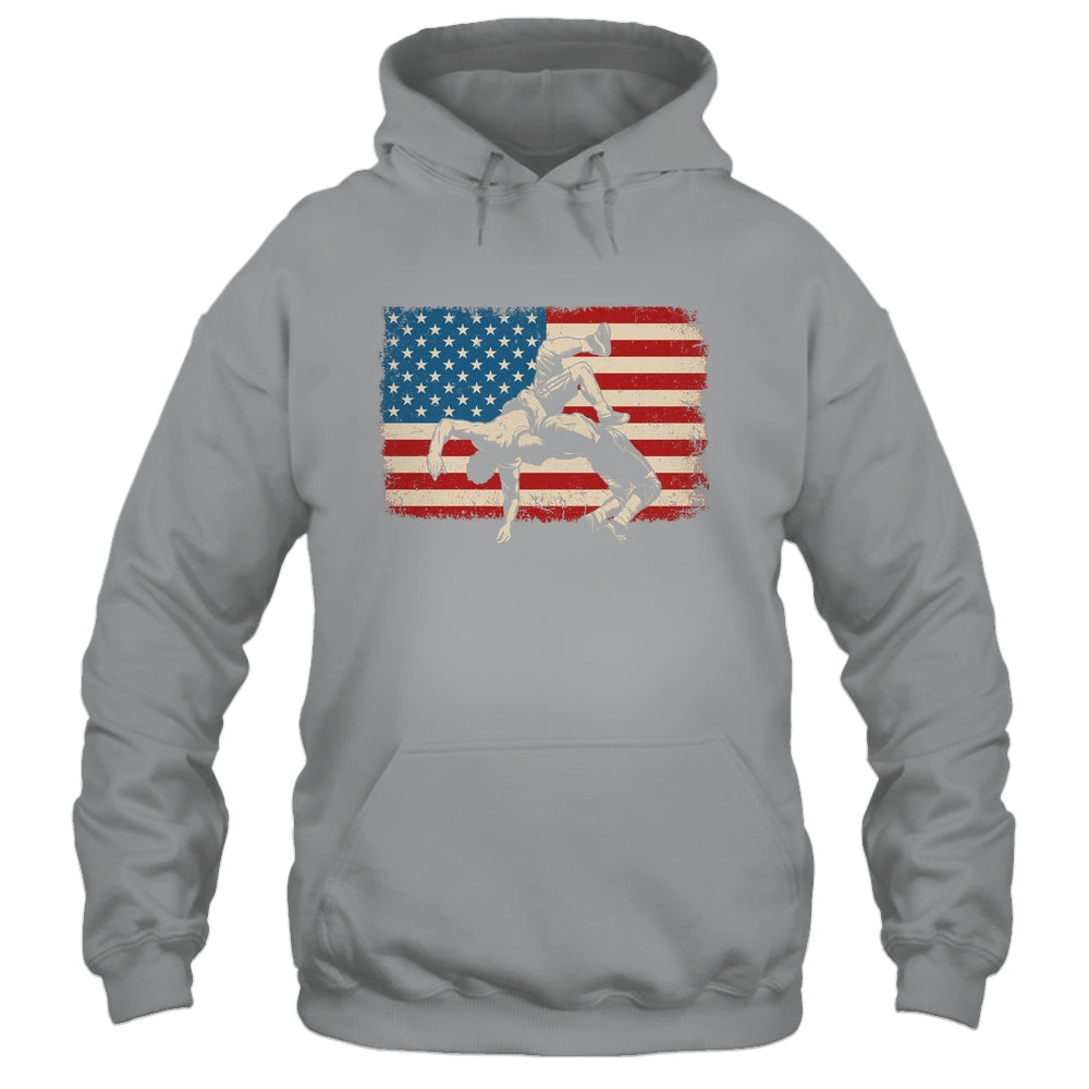 Retro American Wrestling US Flag Wrestling Wrestler Boy Mens Shirt & Hoodie | siriusteestore