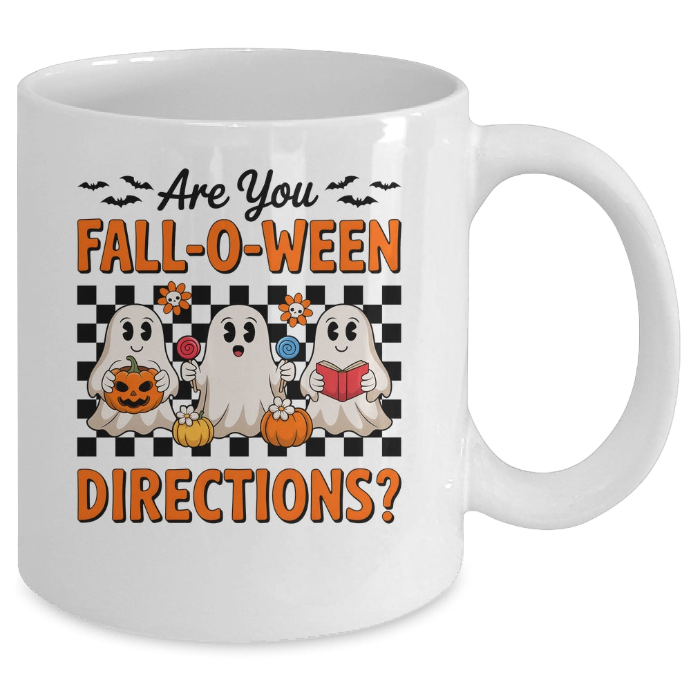 Retro Are You Fall O Ween Directions Teacher Halloween Ghost Mug | siriusteestore