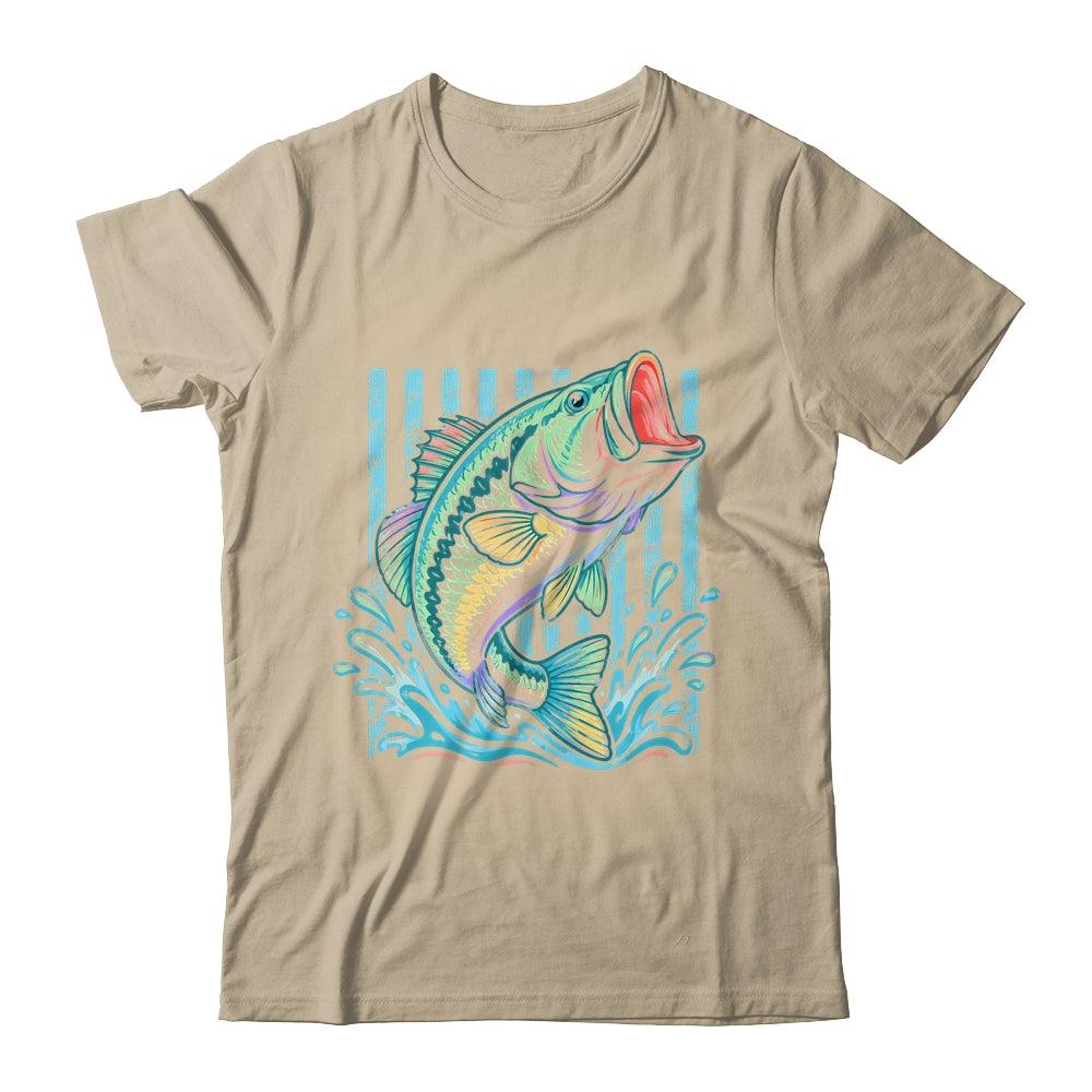 Retro Bass Fish Pastel Summer Fishing Graphic Preppy Coastal Shirt & Tank Top | siriusteestore