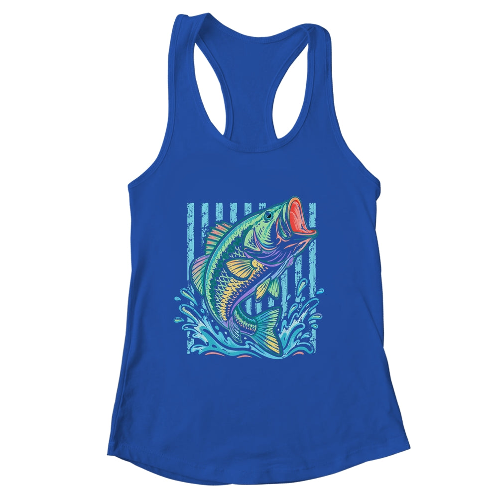 Retro Bass Fish Pastel Summer Fishing Graphic Preppy Coastal Shirt & Tank Top | siriusteestore