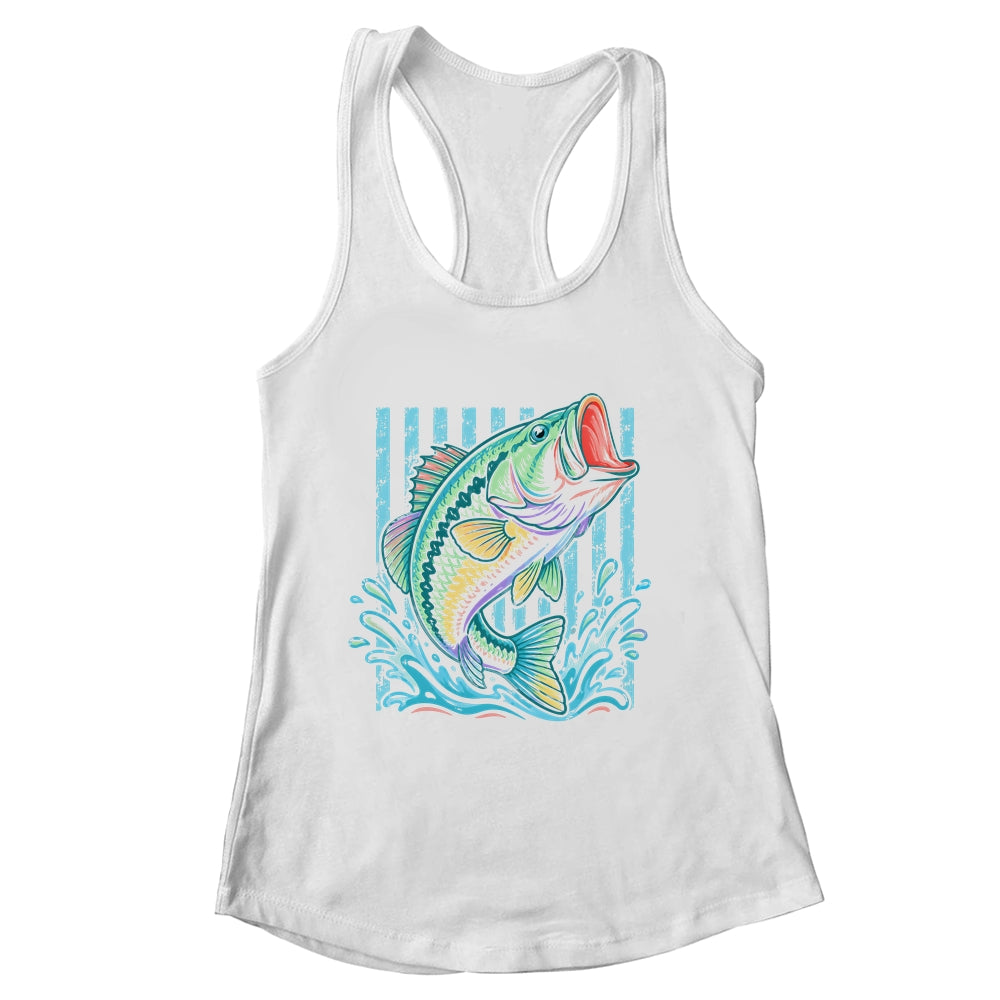 Retro Bass Fish Pastel Summer Fishing Graphic Preppy Coastal Shirt & Tank Top | siriusteestore