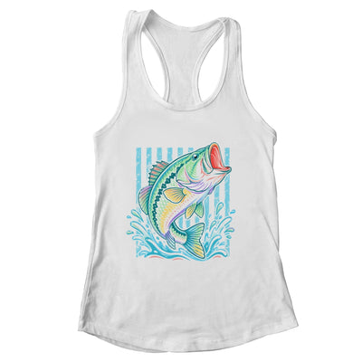 Retro Bass Fish Pastel Summer Fishing Graphic Preppy Coastal Shirt & Tank Top | siriusteestore