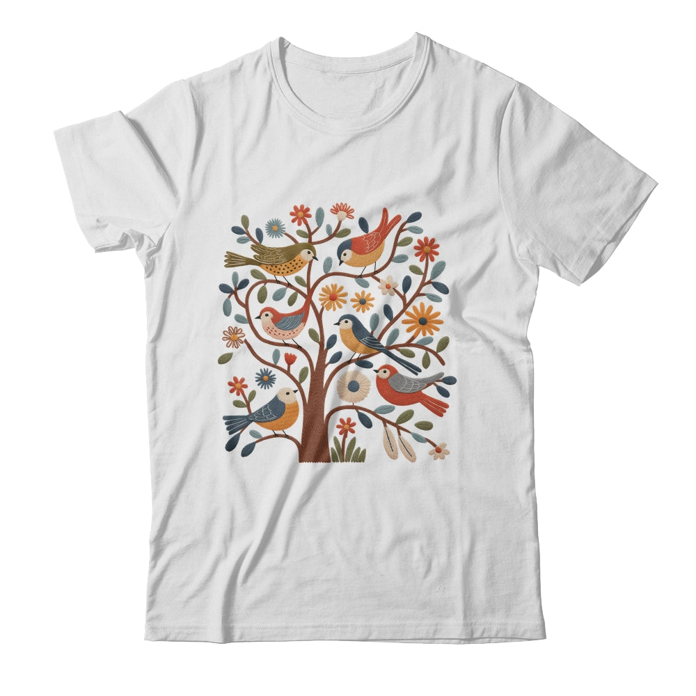 Retro Birds And Flowers Cottagecore Scandinavian Folk Women Shirt & Sweatshirt | siriusteestore