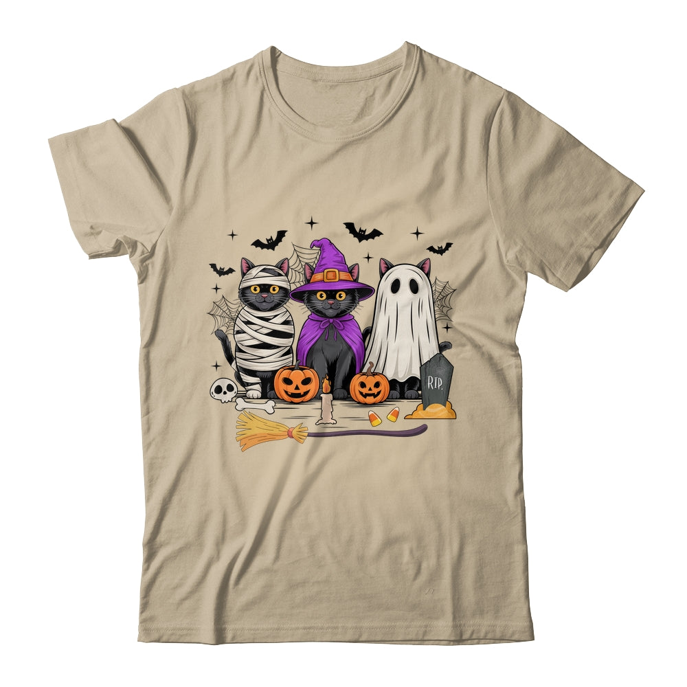 Retro Black Cat Witch Scary Halloween Pumpkin Women Men Kids Shirt & Hoodie | siriusteestore