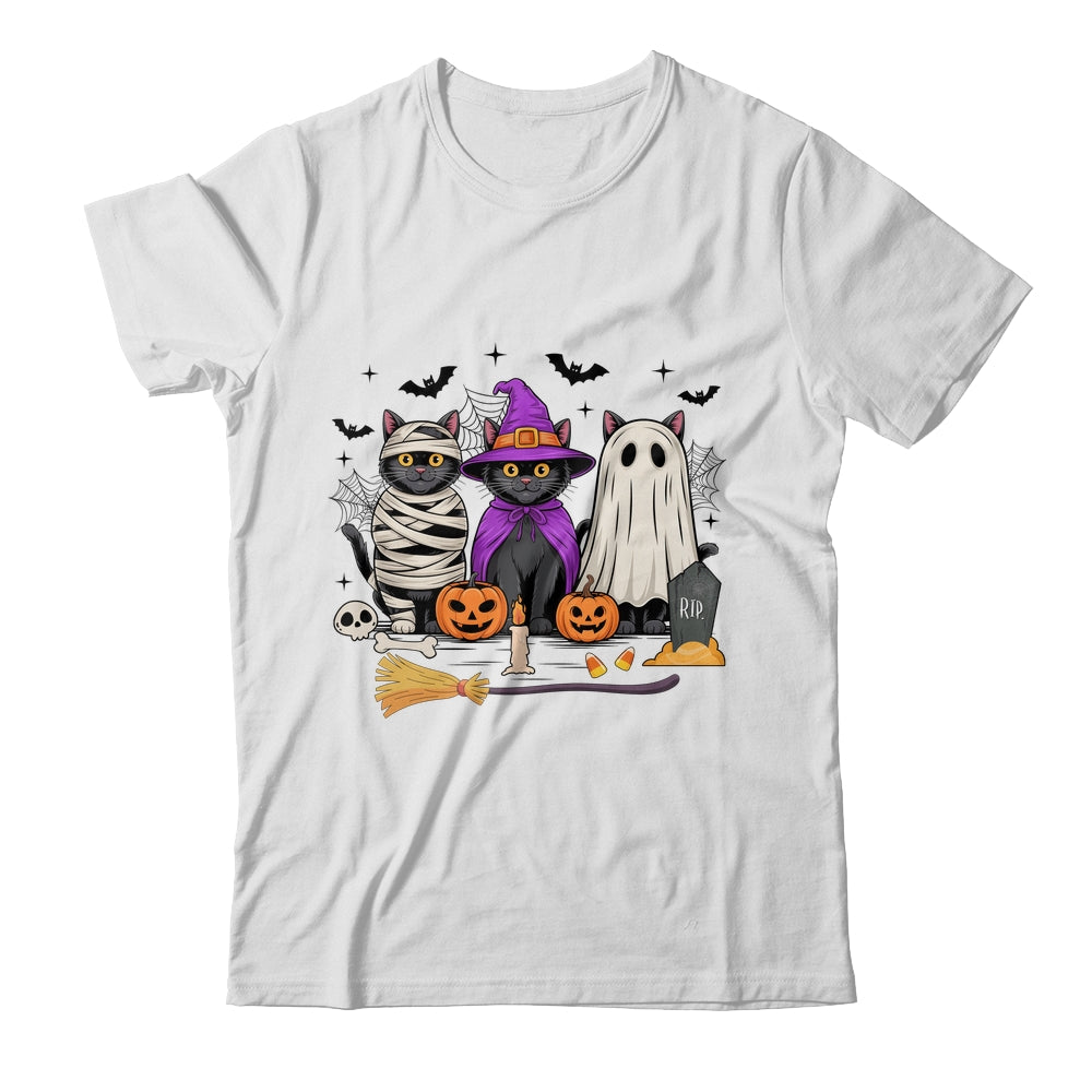 Retro Black Cat Witch Scary Halloween Pumpkin Women Men Kids Shirt & Hoodie | siriusteestore