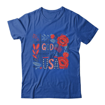 Retro Boho Floral God Bless The USA Christian 4th Of July Shirt & Tank Top | siriusteestore