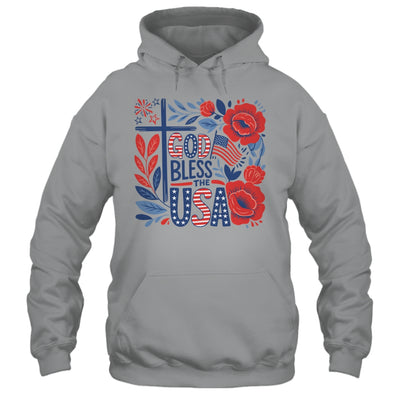 Retro Boho Floral God Bless The USA Christian 4th Of July Shirt & Tank Top | siriusteestore