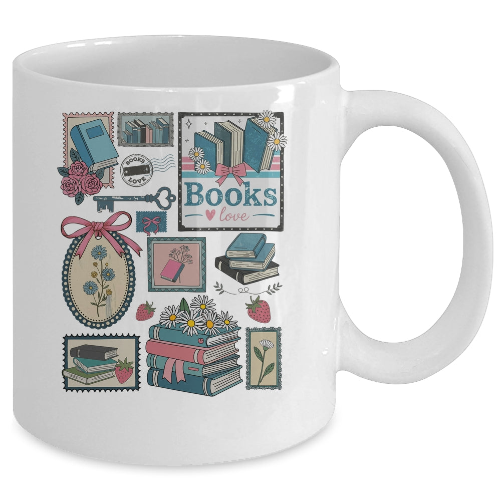 Retro Bookish Love Reading Book Librarian Coquette Flower Mug | siriusteestore